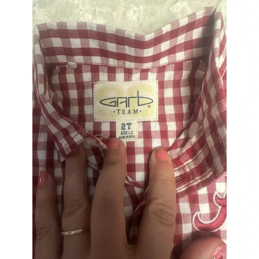 Garb Team Boys 2T Alabama Crimson Tide Red/White Plaid Cotton Button-Up